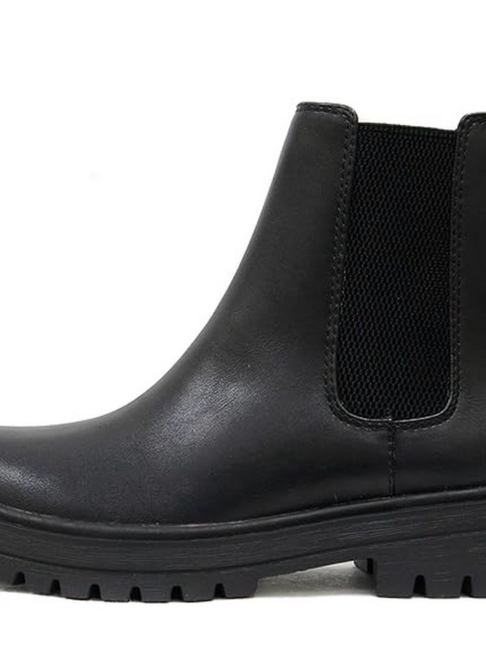 Source Unknown Black Leather Chelsea Lug Boot